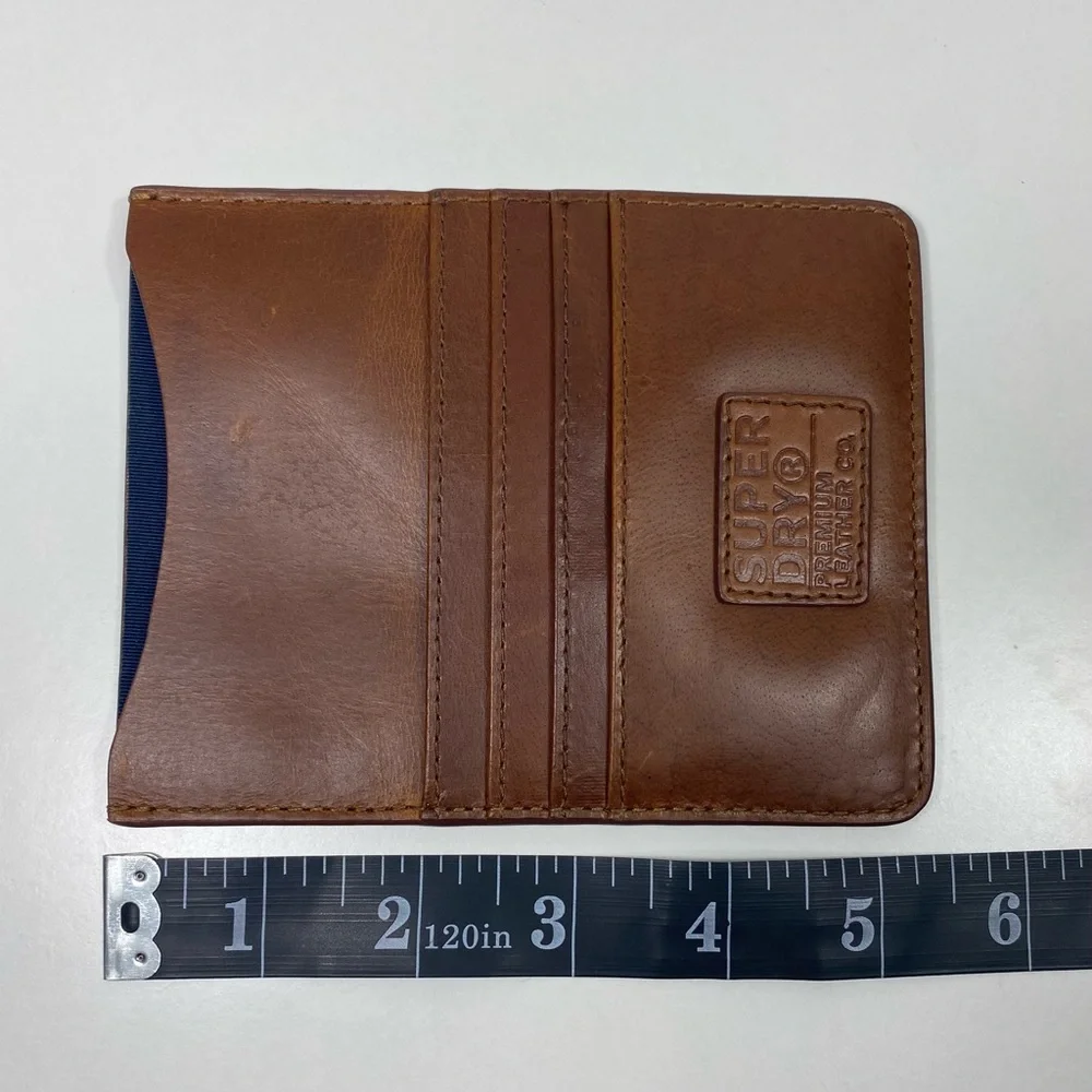 Superdry Premium Leather Cognac Brown Travel Wallet Passport Card Money Holder
